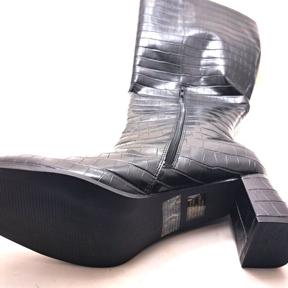 Fashion To Figure Wide Calf Faux Croc Leather Boots - Size 11 - Picture 9 of 11